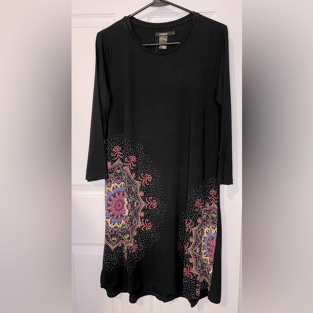 DESIGUAL Women’s Vest Mara Dress Black Geometric Floral Size M